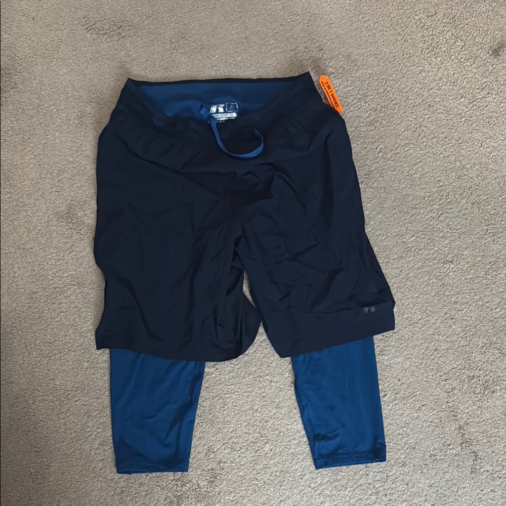 Russell Navy and Blue Athletic Shorts with Leggings